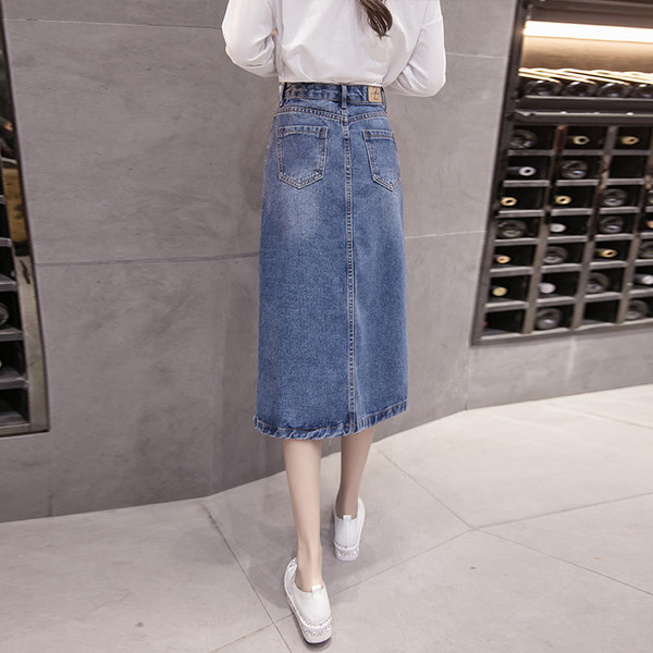 Дамска ежедневна дълга дънкова пола в два цвята