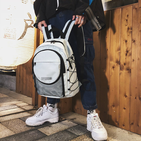 Ежедневна мъжка раница със странични връзки и прозрачен джоб