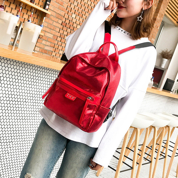 Модерна дамска раница с джоб в четири цвята