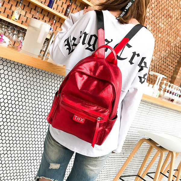 Модерна дамска раница с джоб в четири цвята