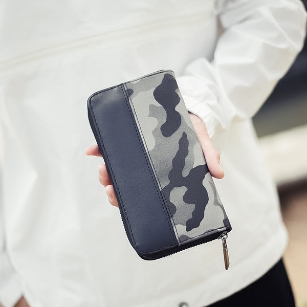 Модерен мъжки портфейл с камуфлажни мотиви в два цвята