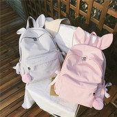 Rucsac de dama cu element 3D si accesoriu puf in mai multe culori