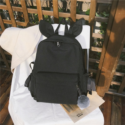 Rucsac de dama cu element 3D si accesoriu puf in mai multe culori