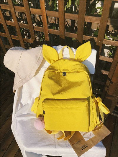 Rucsac de dama cu element 3D si accesoriu puf in mai multe culori