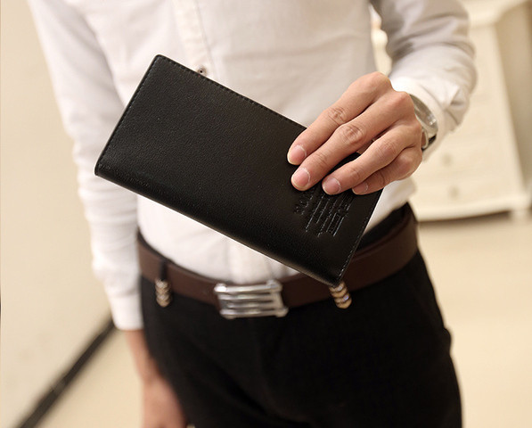 Мъжки стилен портфейл от еко кожа в черен и кафяв цвят