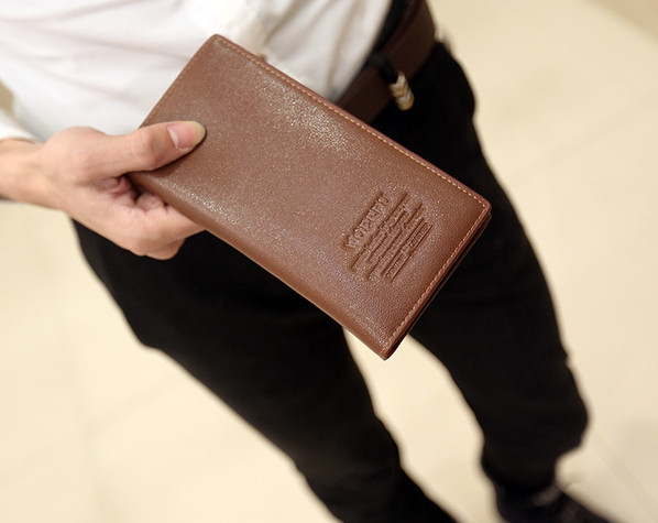 Мъжки стилен портфейл от еко кожа в черен и кафяв цвят