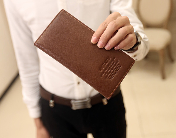 Мъжки стилен портфейл от еко кожа в черен и кафяв цвят