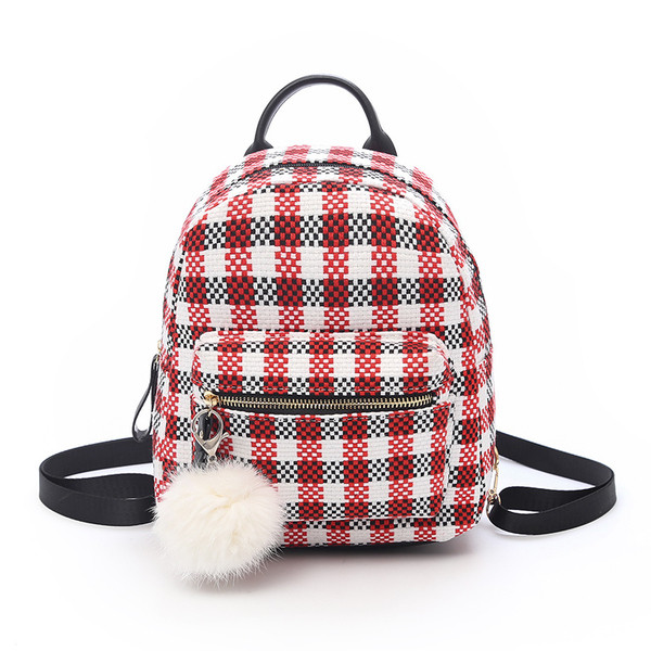 Стилна дамска карирана раница в три цвята