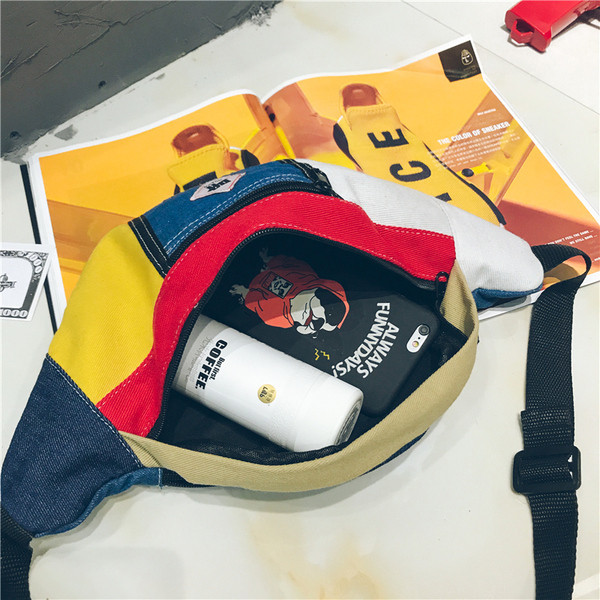 Мъжка модерна чанта с емблема в три цвята 