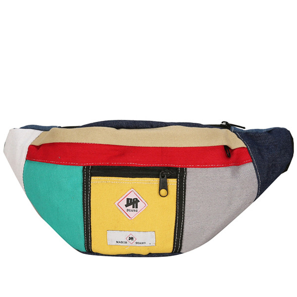 Мъжка модерна чанта с емблема в три цвята 