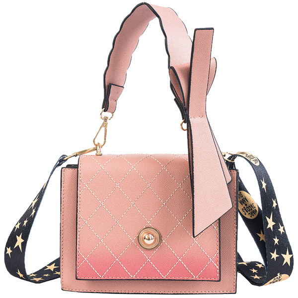 Модерна дамска чанта от еко кожа с къса и дълга дръжка в няколко цвята 