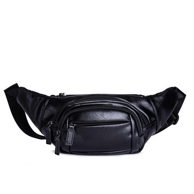 Geanta casual barbateasca din piele ecologica de culoare neagra