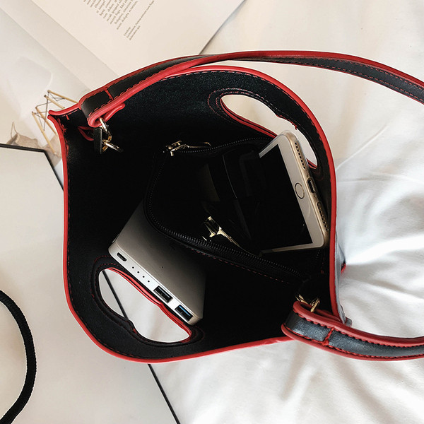 Модерна дамска чанта от еко кожа с дълга дръжка в два цвята 