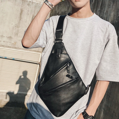 Мъжка ежедневна чанта от еко кожа в черен и сив цвят 