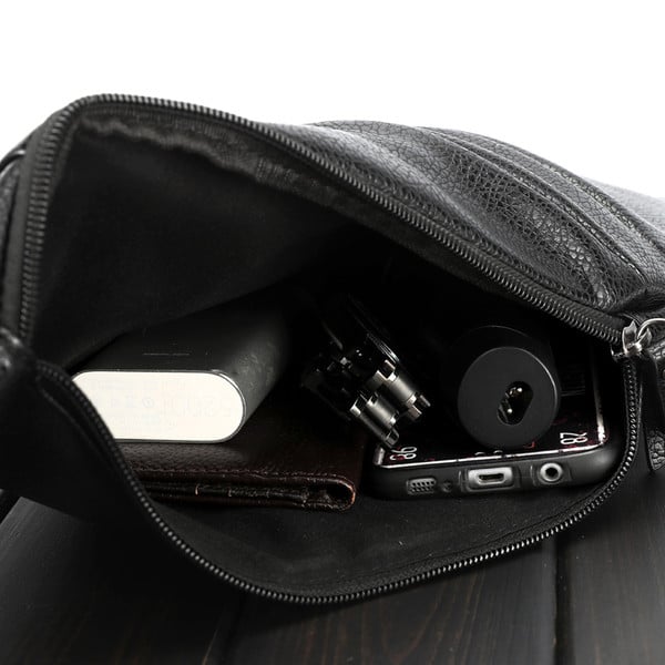 Мъжка ежедневна чанта от еко кожа в черен и сив цвят 