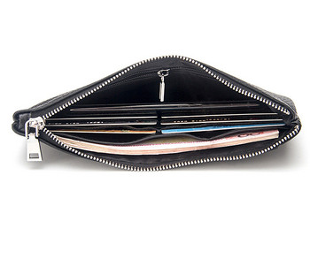 Мъжки портфейл от еко кожа с цип в черен и кафяв цвят