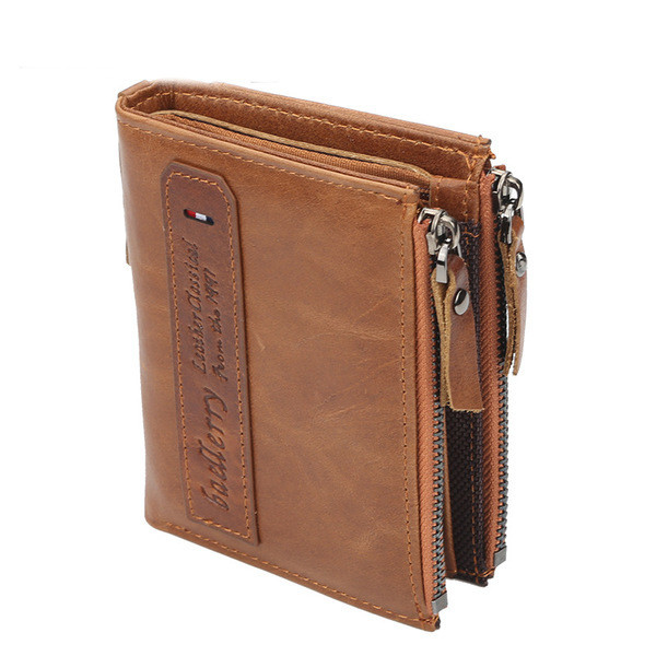 Практичен мъжки портфейл от еко кожа в черен и кафяв цвят