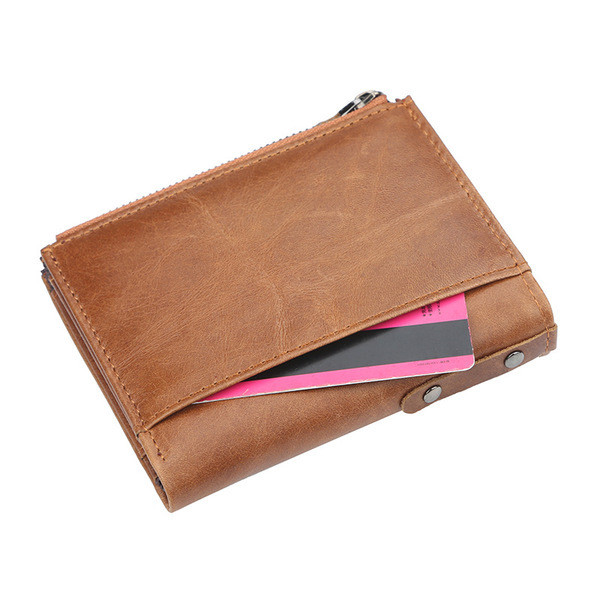 Практичен мъжки портфейл от еко кожа в черен и кафяв цвят