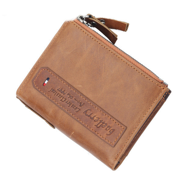 Практичен мъжки портфейл от еко кожа в черен и кафяв цвят