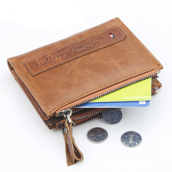 Практичен мъжки портфейл от еко кожа в черен и кафяв цвят