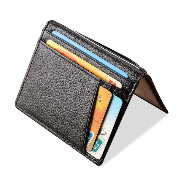 Елегантен мъжки портфейл в черен цвят от еко кожа