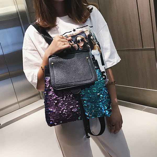 Дамска раница с декорация пайети в няколко цвята