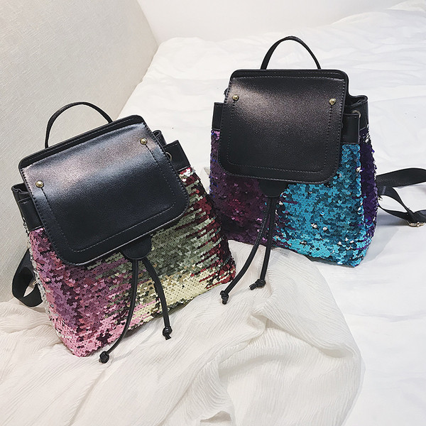 Дамска раница с декорация пайети в няколко цвята