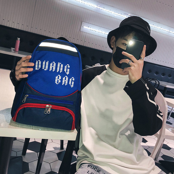 Модерна раница с надпис в три цвята подходяща за мъже и жени