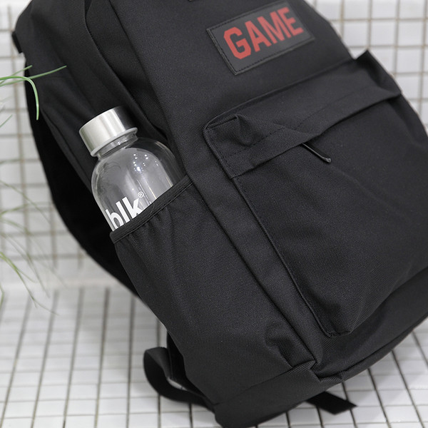 Ανδρικό σακίδιο σε μαύρο χρώμα με επιγραφή