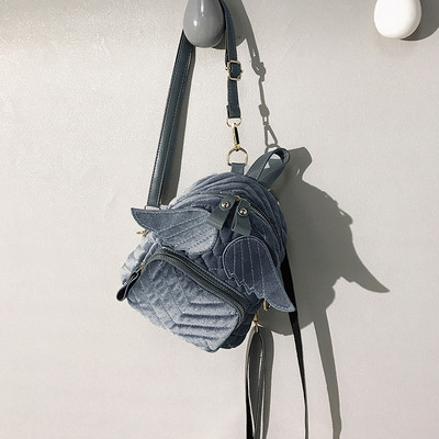 Rucsac de dama din catifea cu element 3D in mai multe culori
