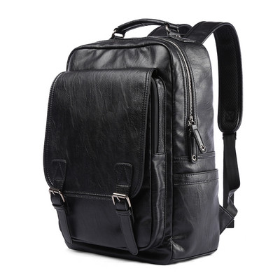 Rucsac modern pentru barbati din piele ecologica de culoare neagra