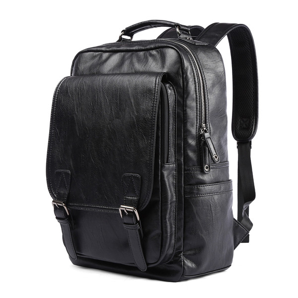 Μοντέρνο δερμάτινο σακίδιο σε μαύρο χρώμα