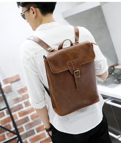 Rucsac elegant pentru barbati din piele ecologica de culoare maro
