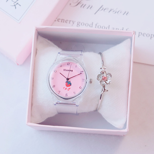 Μοντέρνο ρολόι κυρίας με βραχιόλι σε διάφορα χρώματα