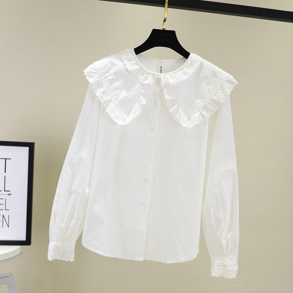 Cămașă albă modernă de damă cu mâneci lungi