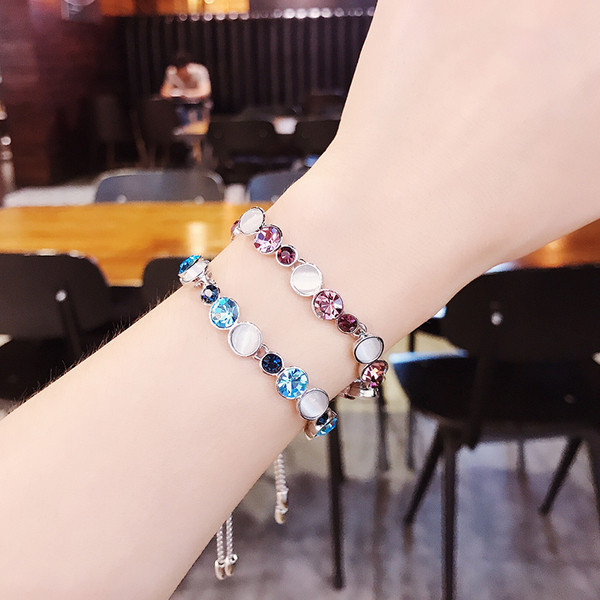 Κυρίες κομψό βραχιόλι με διακοσμητικές πέτρες σε δύο χρώματα