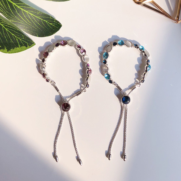 Κυρίες κομψό βραχιόλι με διακοσμητικές πέτρες σε δύο χρώματα