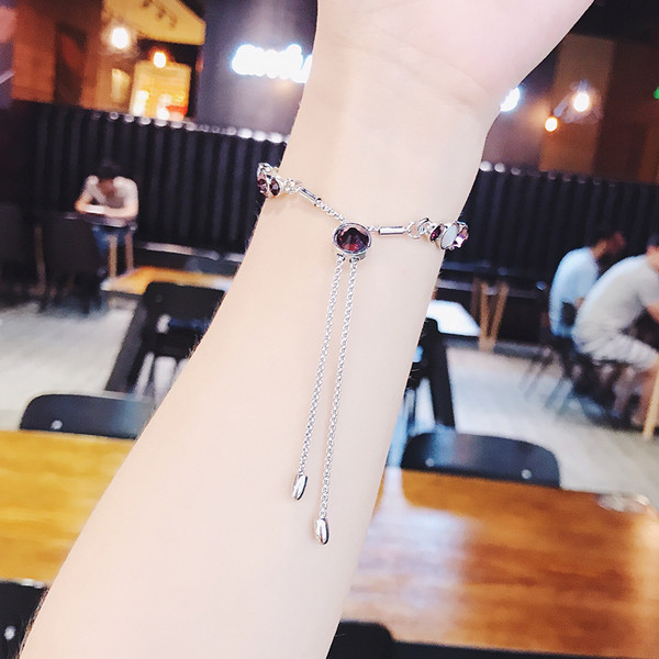 Κυρίες κομψό βραχιόλι με διακοσμητικές πέτρες σε δύο χρώματα