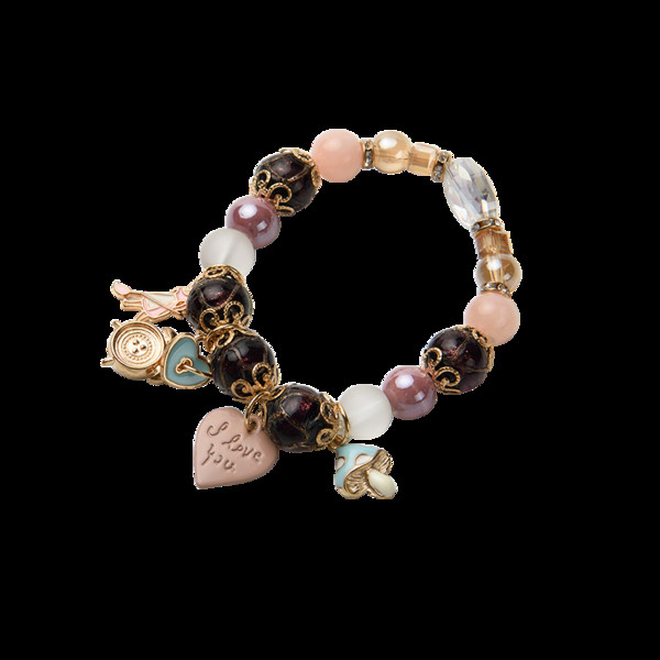 Γυναικείο βραχιόλι με μενταγιόν και χάντρες σε δύο χρώματα