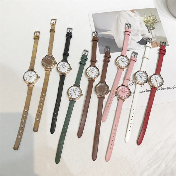 Ceas elegant de dama cu curea din imitatie de piele in mai multe culori