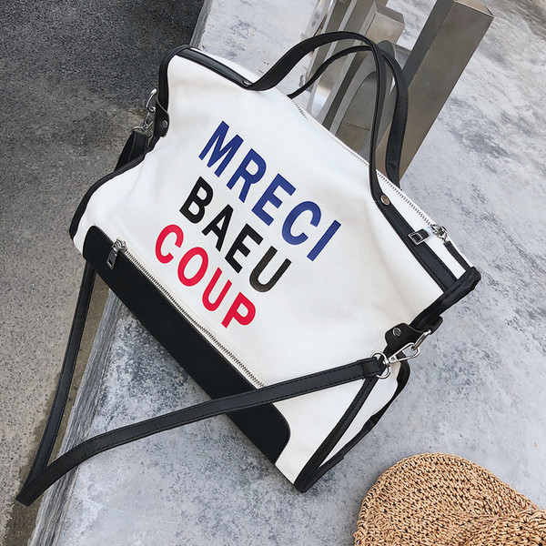 Geanta de dama de zi cu zi cu inscriptie si maner scurt si lung in doua culori