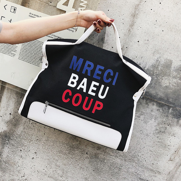 Geanta de dama de zi cu zi cu inscriptie si maner scurt si lung in doua culori