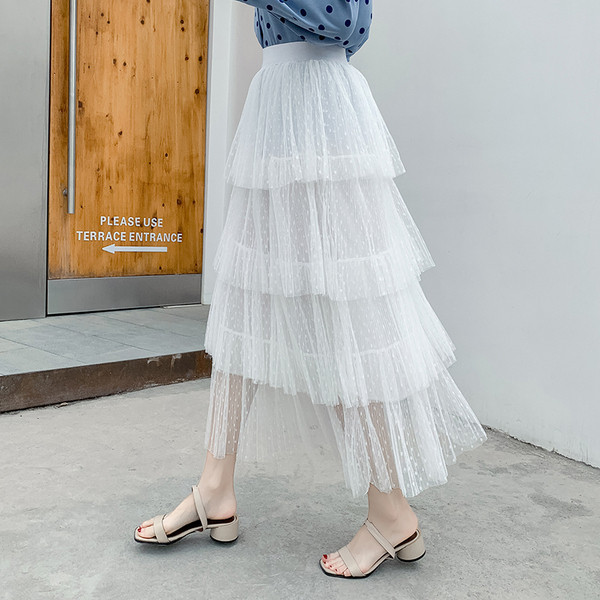 Fusta lunga de dama cu tul in cinci culori