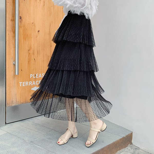 Fusta lunga de dama cu tul in cinci culori