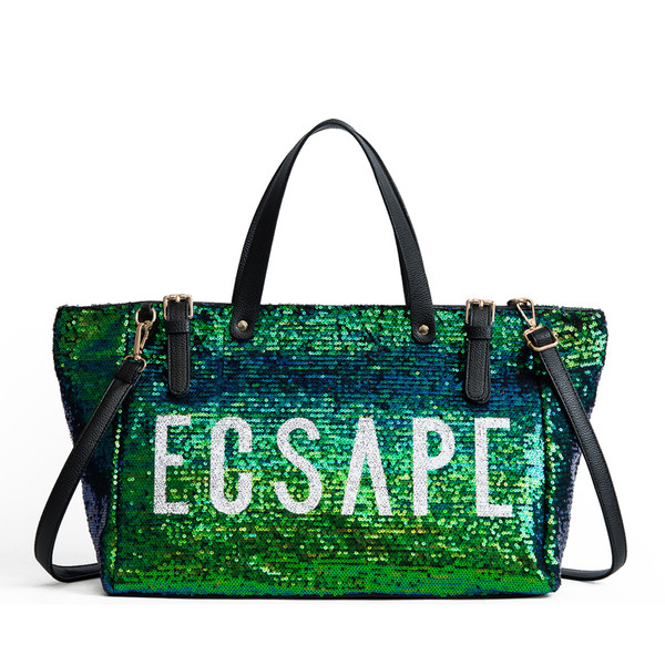 Geanta casual dama cu maner scurt si lung cu paiete in doua culori