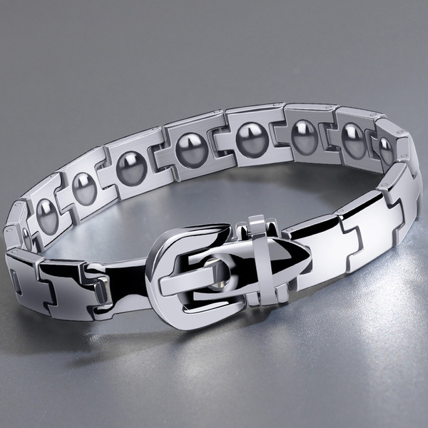 Brățară stilată pentru bărbați de culoare argintie