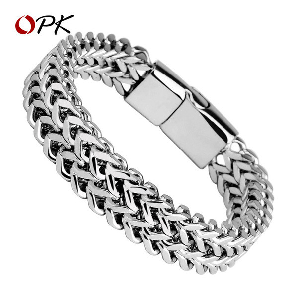 Brățară modernă pentru bărbați tricotată de culoare argintie