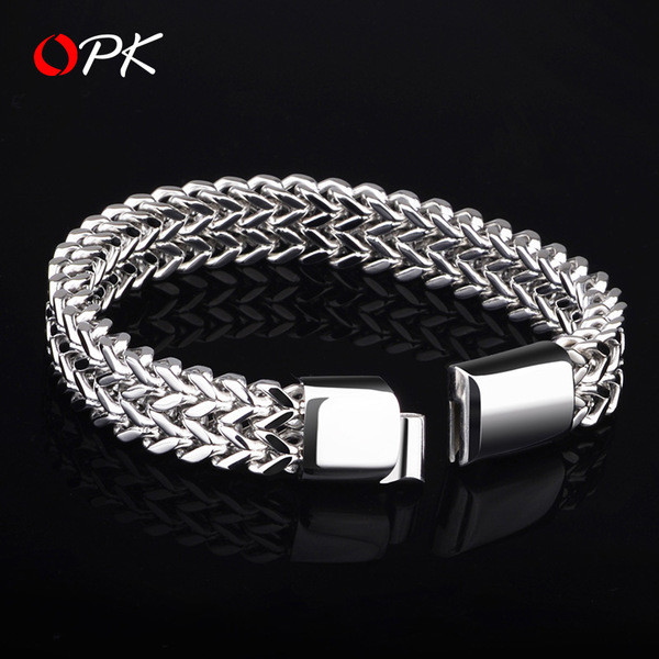 Brățară modernă pentru bărbați tricotată de culoare argintie