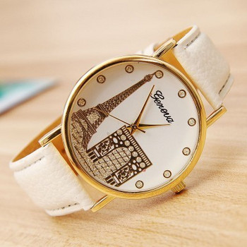 Модерен дамски часовник с каишка от еко кожа и камъни -няколко модела