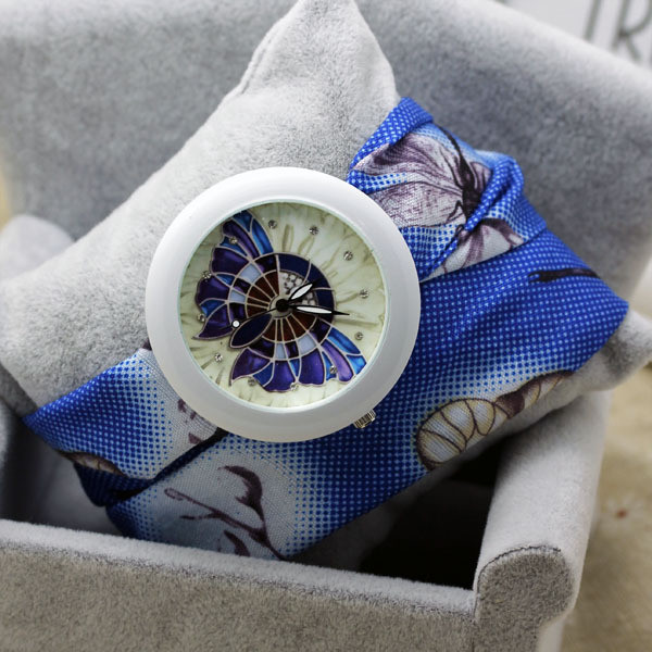 Ceas de dama de culoare moderna cu curea din material textil